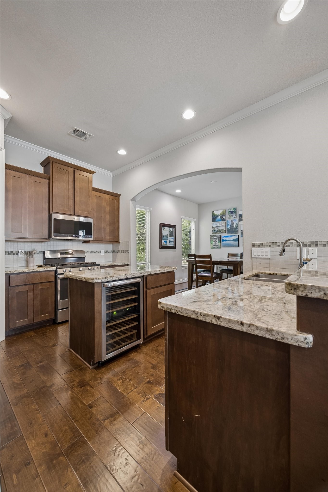Kitchen island with beverage fridge