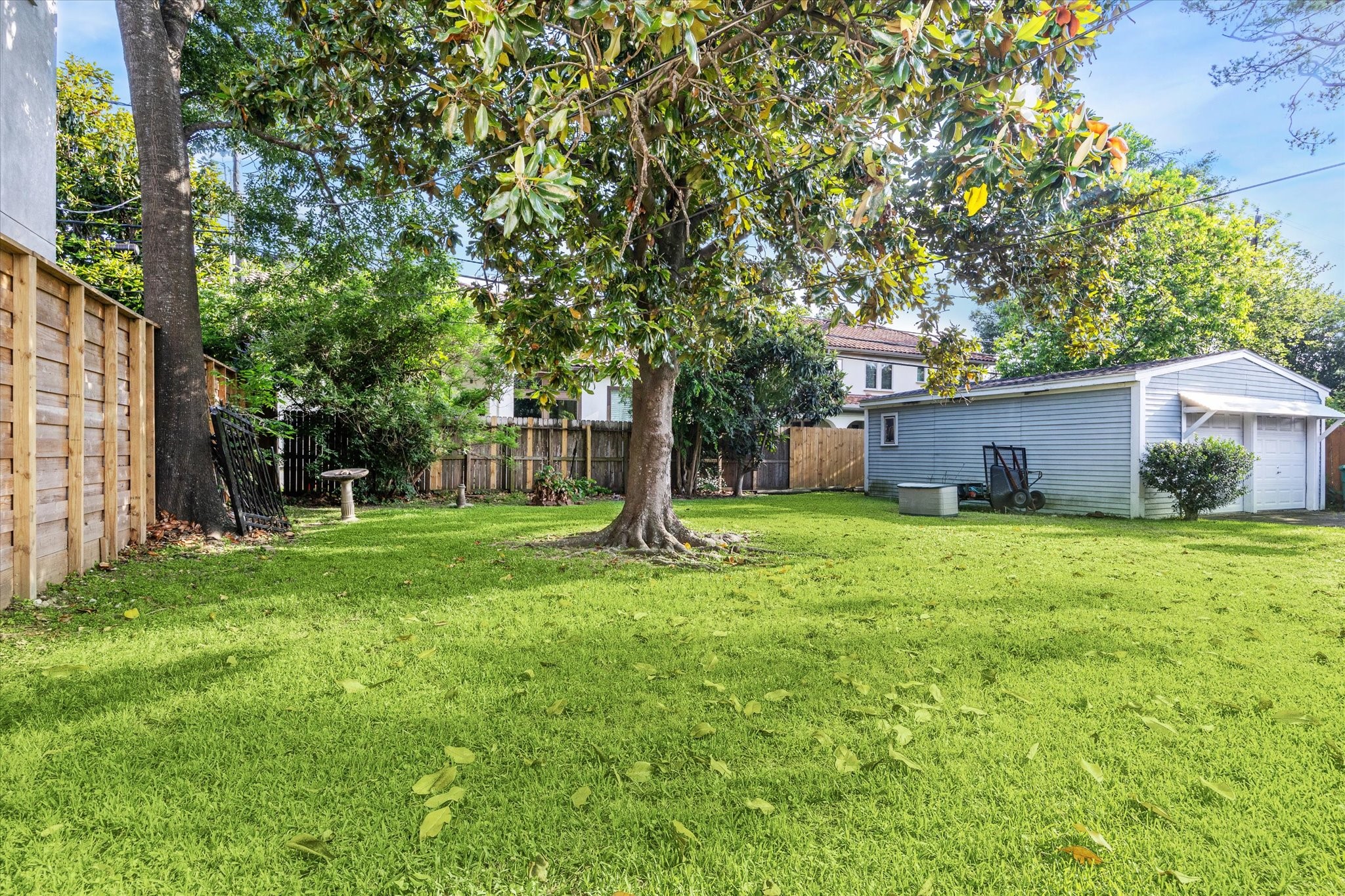 Huge fenced backyard with lots of room for children and pets.