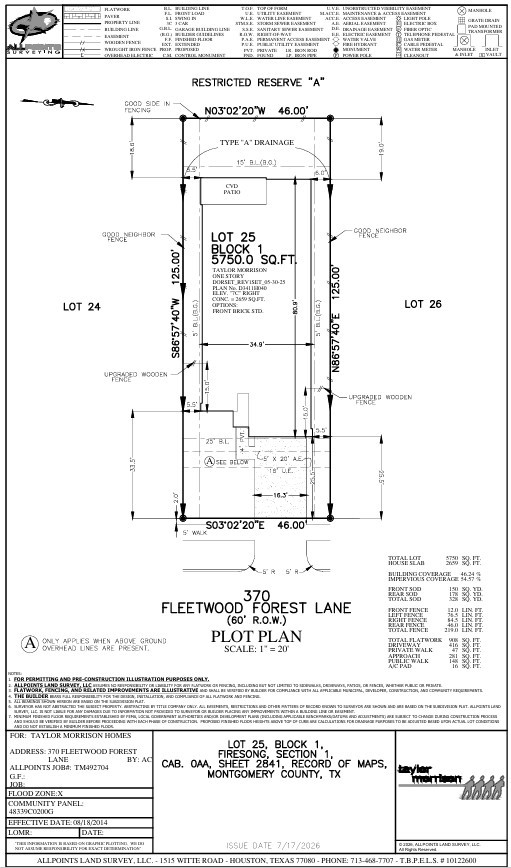 370 Fleetwood Forest Lane Preliminary Plot Plan