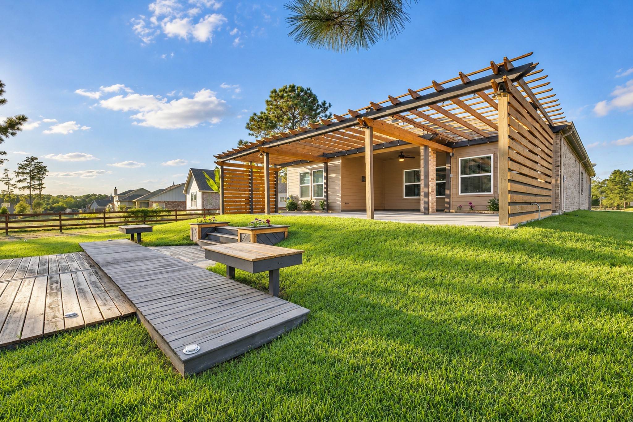 Outdoor seating and firepit