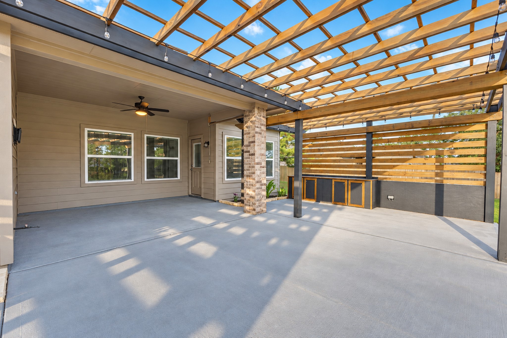 Covered patio for outdoor entertainment
