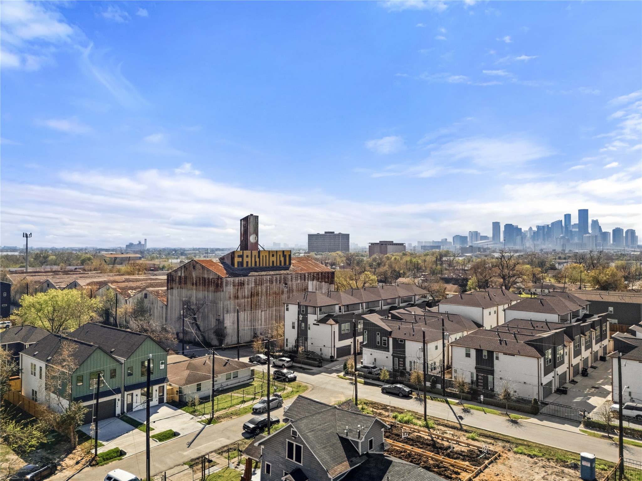 Aerial view showcasing the homes proximity to Downtown and surrounding development