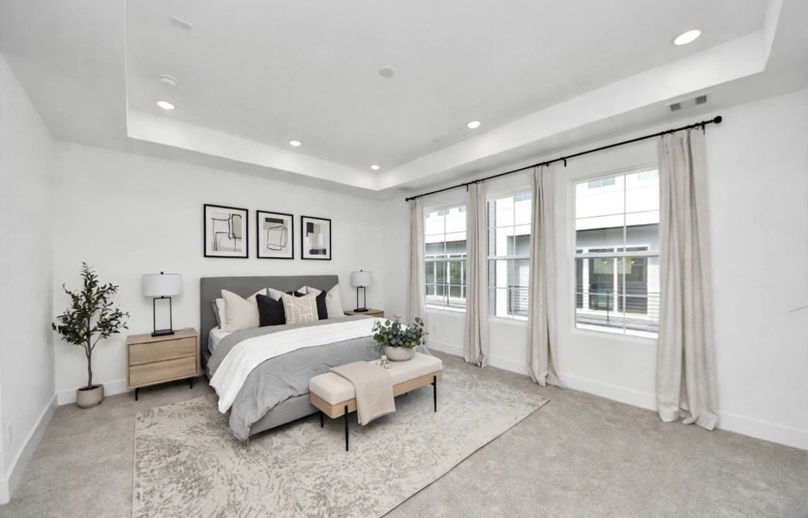 Virtually staged bedroom showcasing the spacious layout and modern design. Furniture and decor are digitally added for visualization purposes and may differ from the actual home. Virtually staged bedroom showcasing the spacious layout and modern design. Furniture and decor are digitally added for visualization purposes and may differ from the actual home.