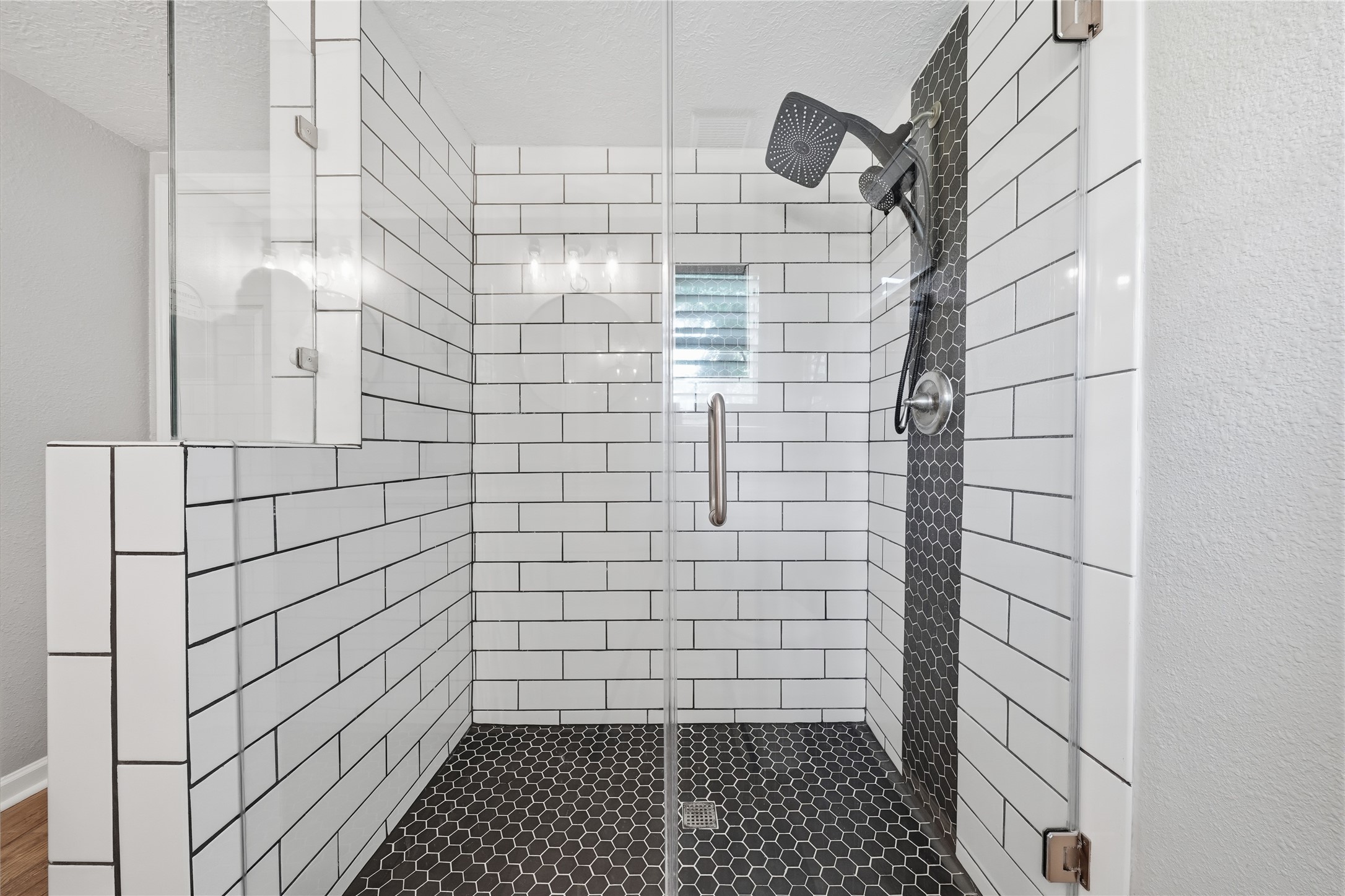 Large walk in shower in primary suite Large walk in shower in primary suite