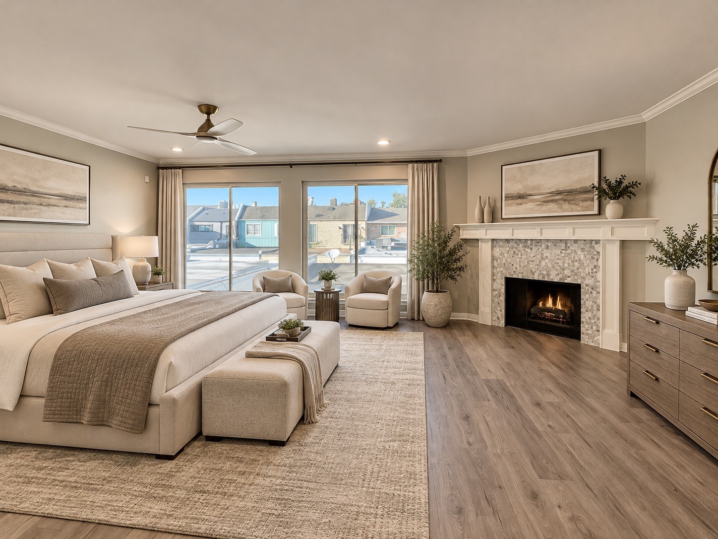 *Virtually Staged* The primary suite has a wood burning fireplace and lots of space for your enjoyment.