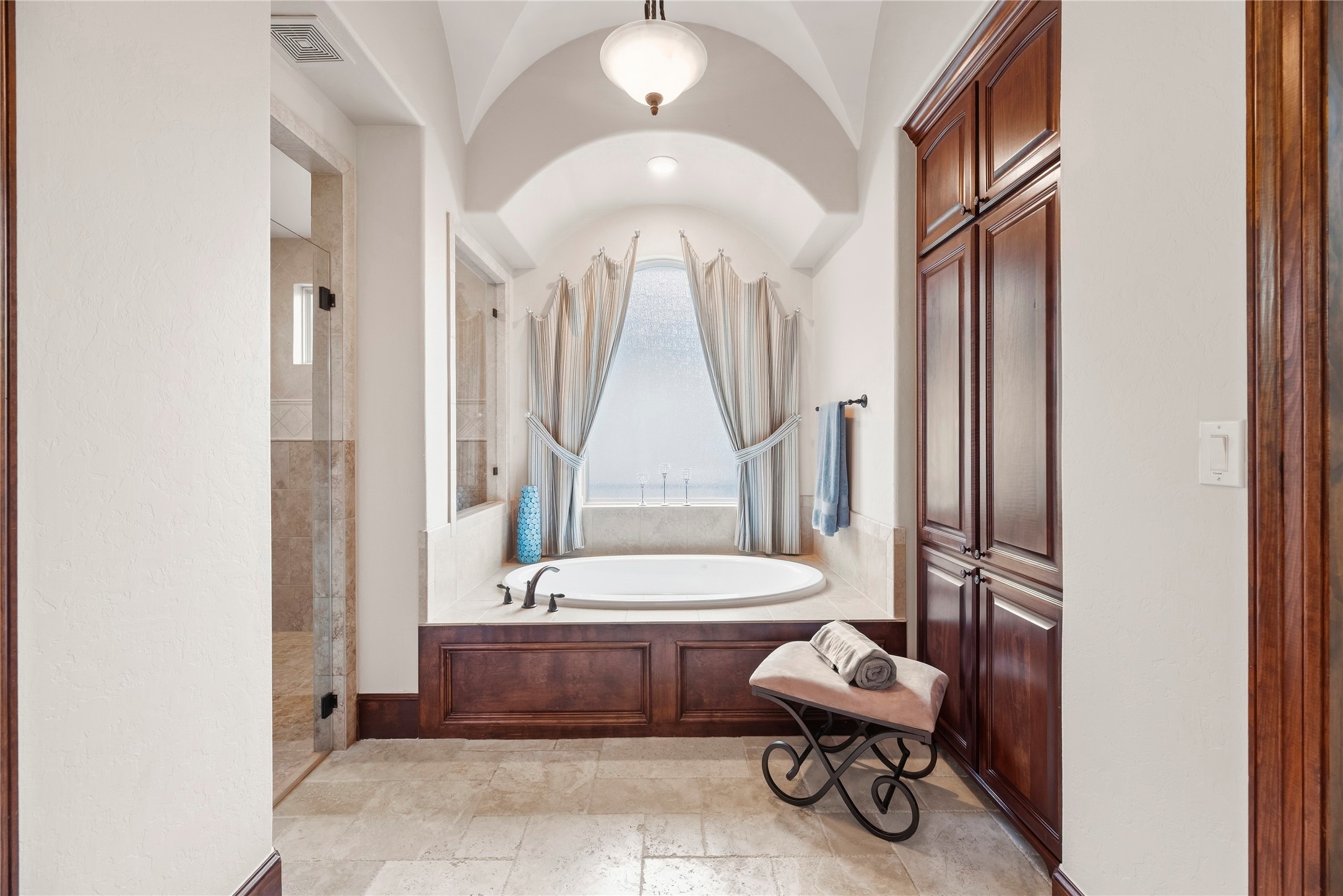 The 6 ft Jacuzzi tub is heated