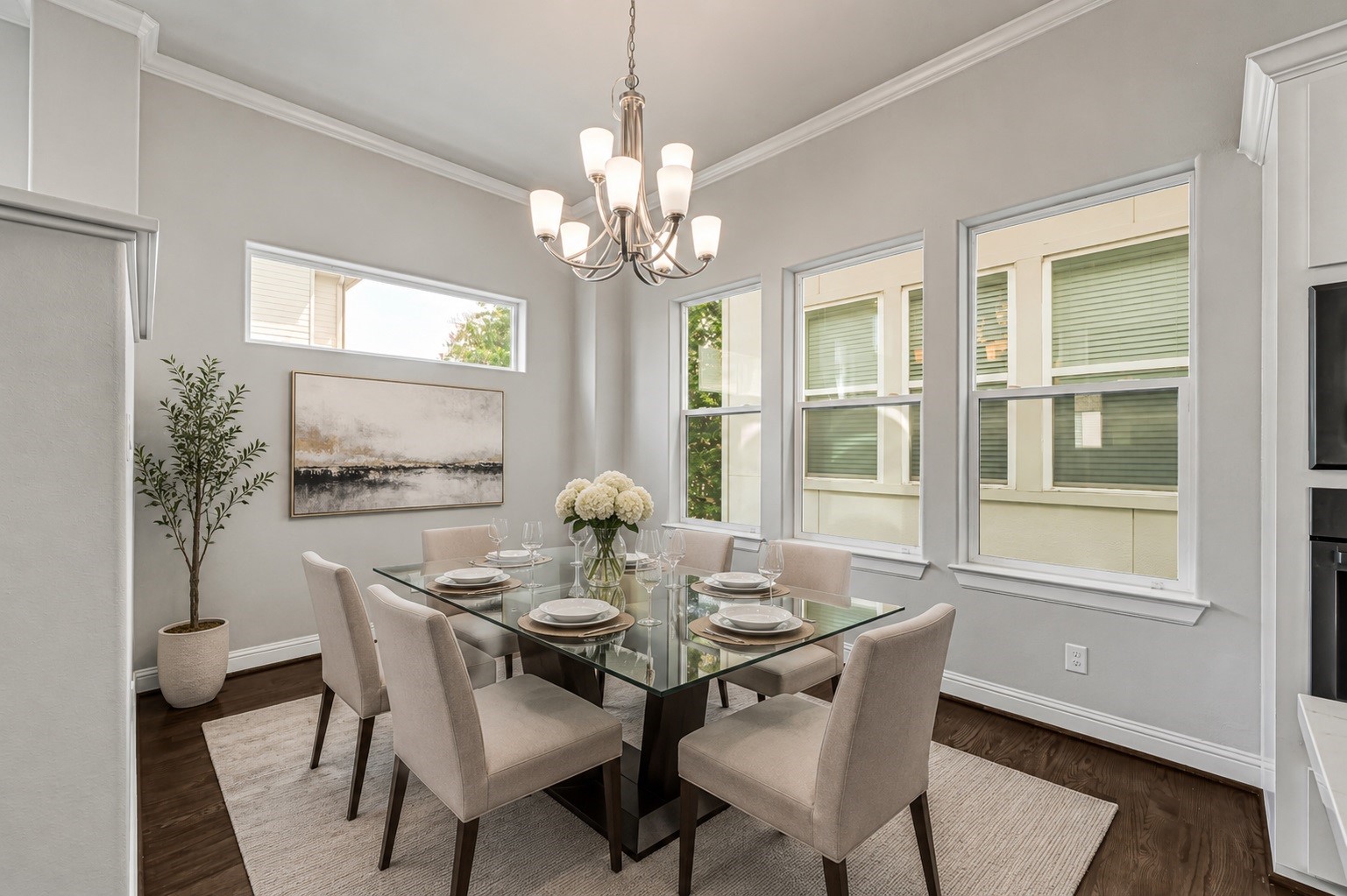 Dining area comfortably seats 6 + -Virtually staged