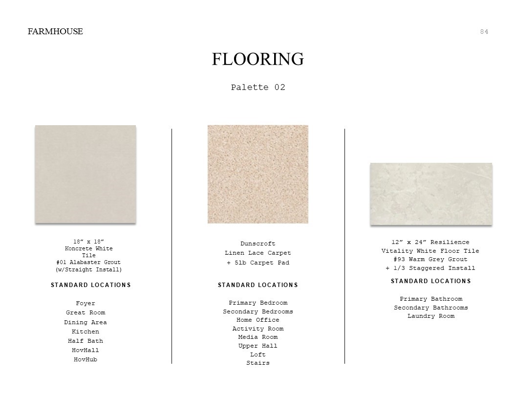 Farmhouse Look Palette 2: Flooring Selection Sheet (*Artist rendering used for illustration purposes only.)