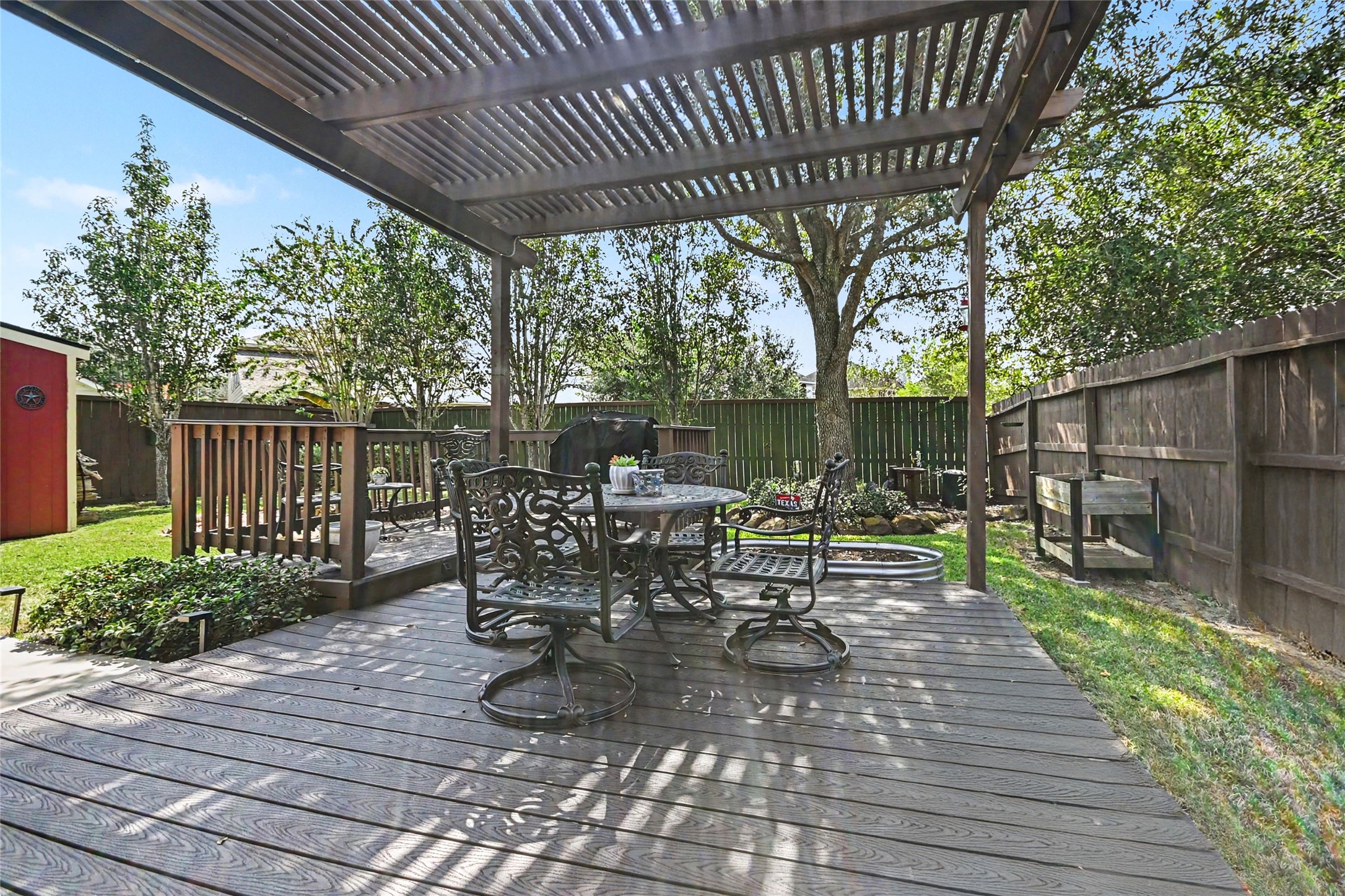Perfect place for outdoor relaxing on the bi-level Trex deck Perfect place for outdoor relaxing on the bi-level Trex deck