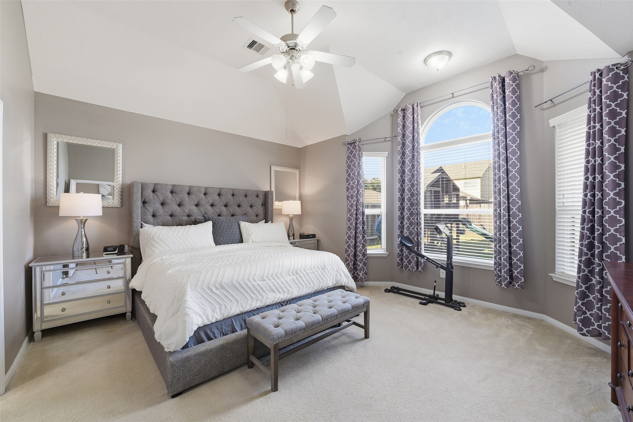 Get away from the hustle & bustle in your sprawling Primary Suite w/Bay window, soaring ceilings & space for a sitting area.