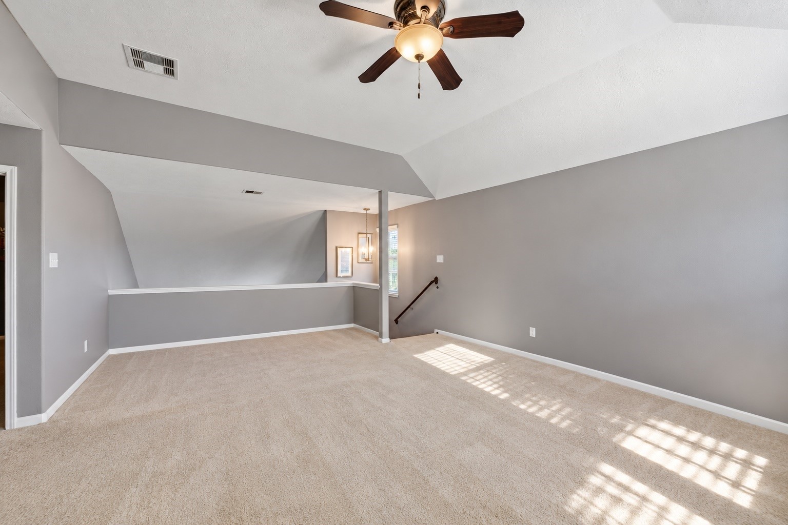 Upstairs you'll find a massive Game Room! Reimagine this space to best suit you needs. There's ample room for a pool table, sofa, arcades, etc.
*Items virtually removed