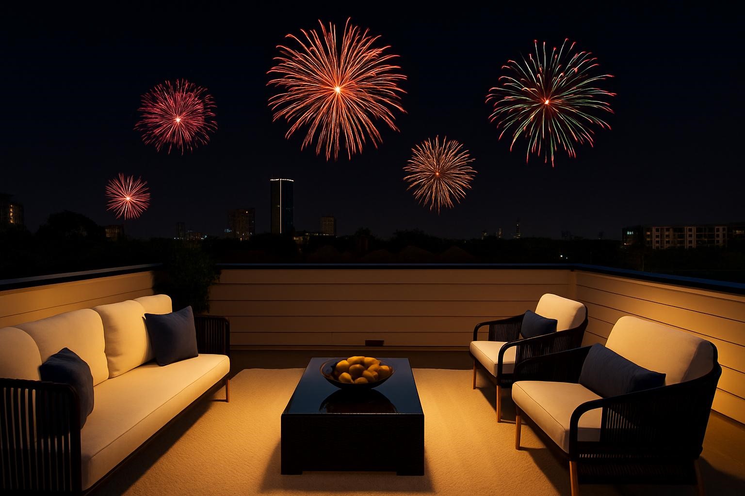 Imagine enjoying 4th of July fireworks from your rooftop patio! This image has been virtually edited.