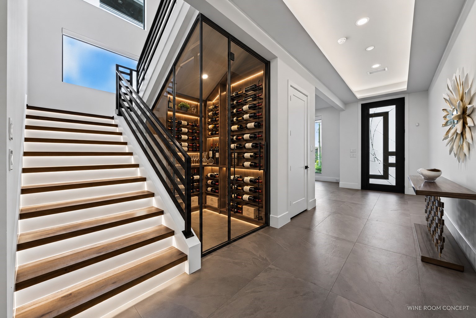 A little inspiration, a beautiful possibility. This **virtually rendered** wine room concept imagines a new use for the under-stair alcove. A little inspiration, a beautiful possibility. This **virtually rendered** wine room concept imagines a new use for the under-stair alcove.