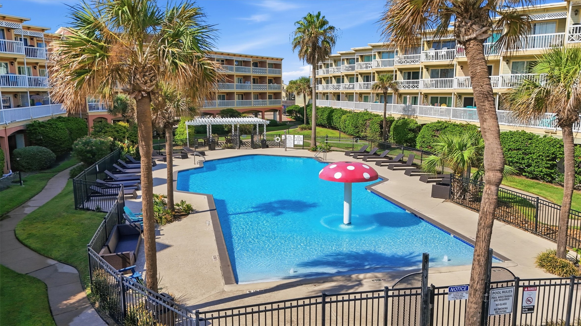 Palm-lined resort-style pool