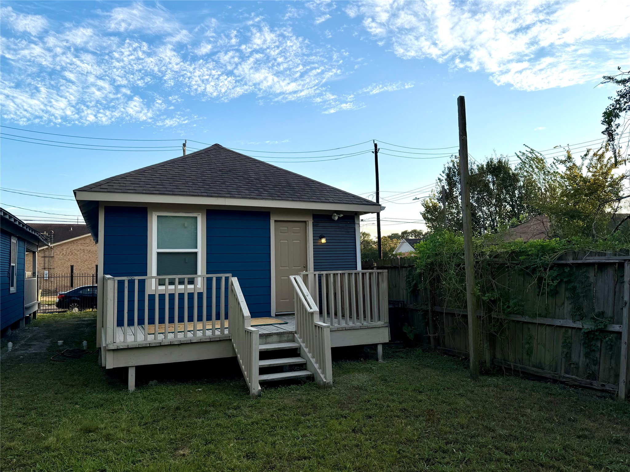 Deck outside back door.