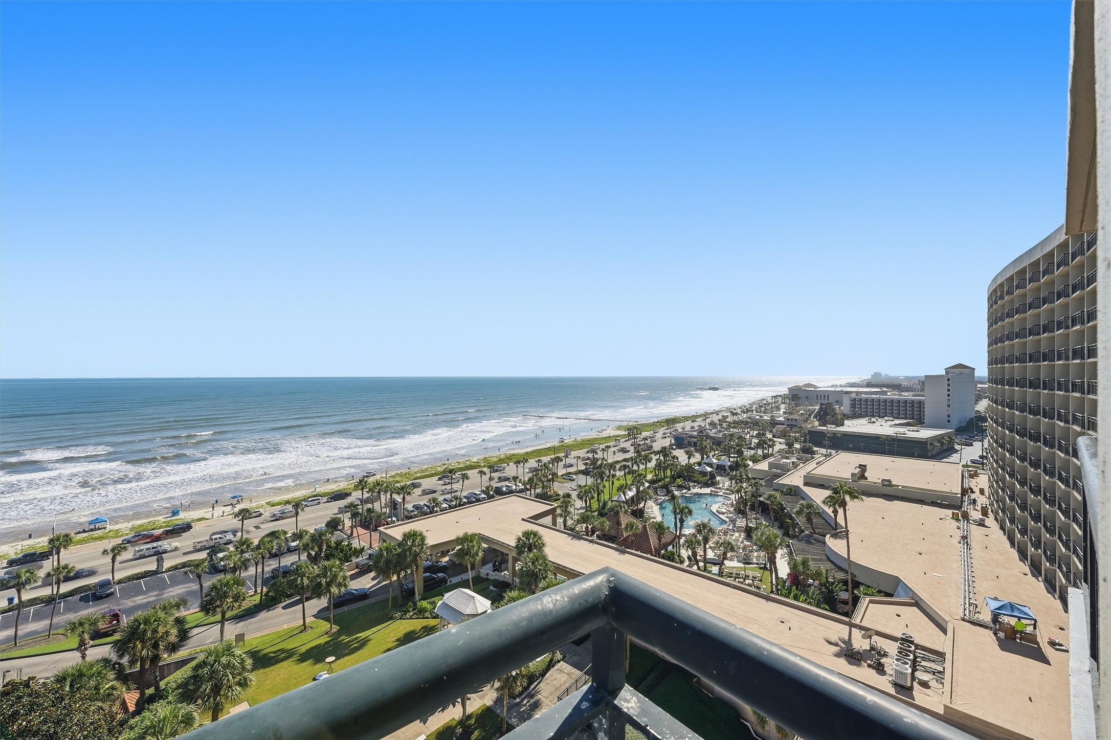 Take in the palm-lined resort grounds and miles of Galveston shoreline from your elevated vantage point.