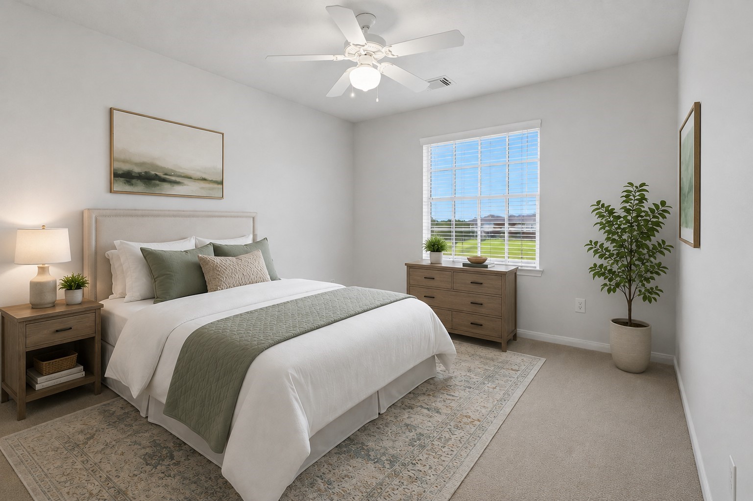 This secondary bedroom offers generous floor space, natural light, and a ceiling fan for added comfort.**Virtually staged