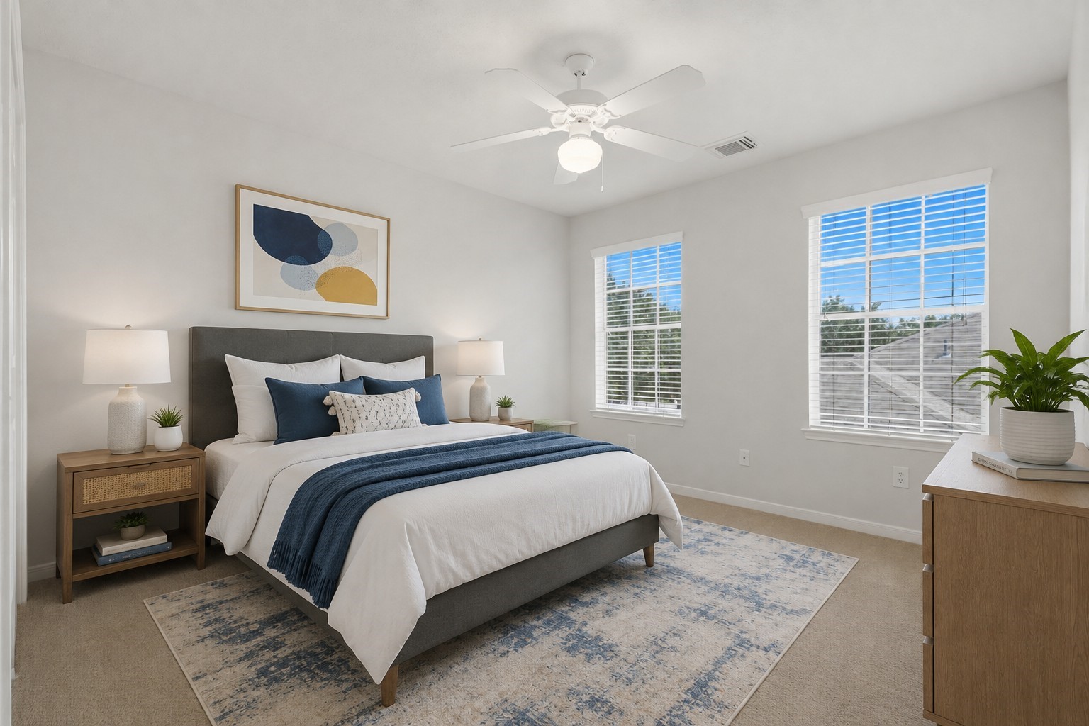 Third bedroom features two windows, ample wall space, and a comfortable, versatile layout.**Virtually staged