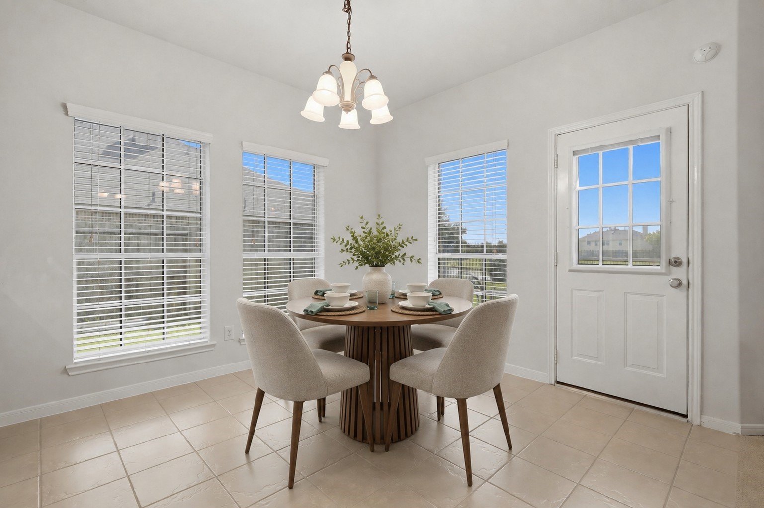 The bright breakfast area is surrounded by large windows and offers convenient direct access to the backyard.**Virtually staged