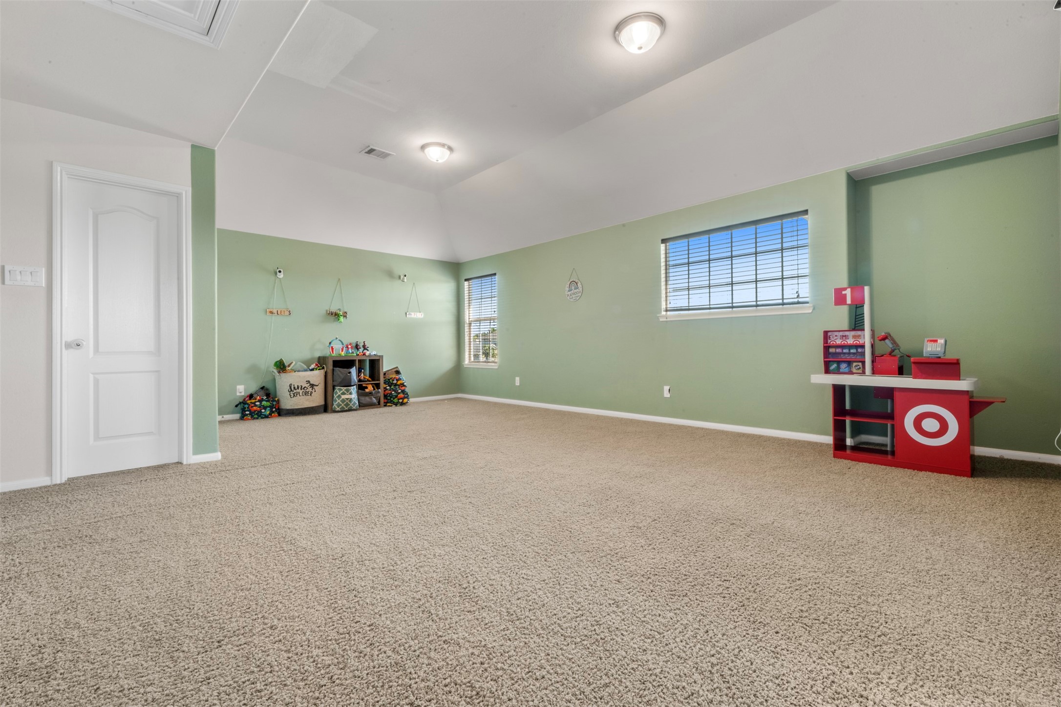 Spacious flex space (upstairs) Great for a game room or man cave.