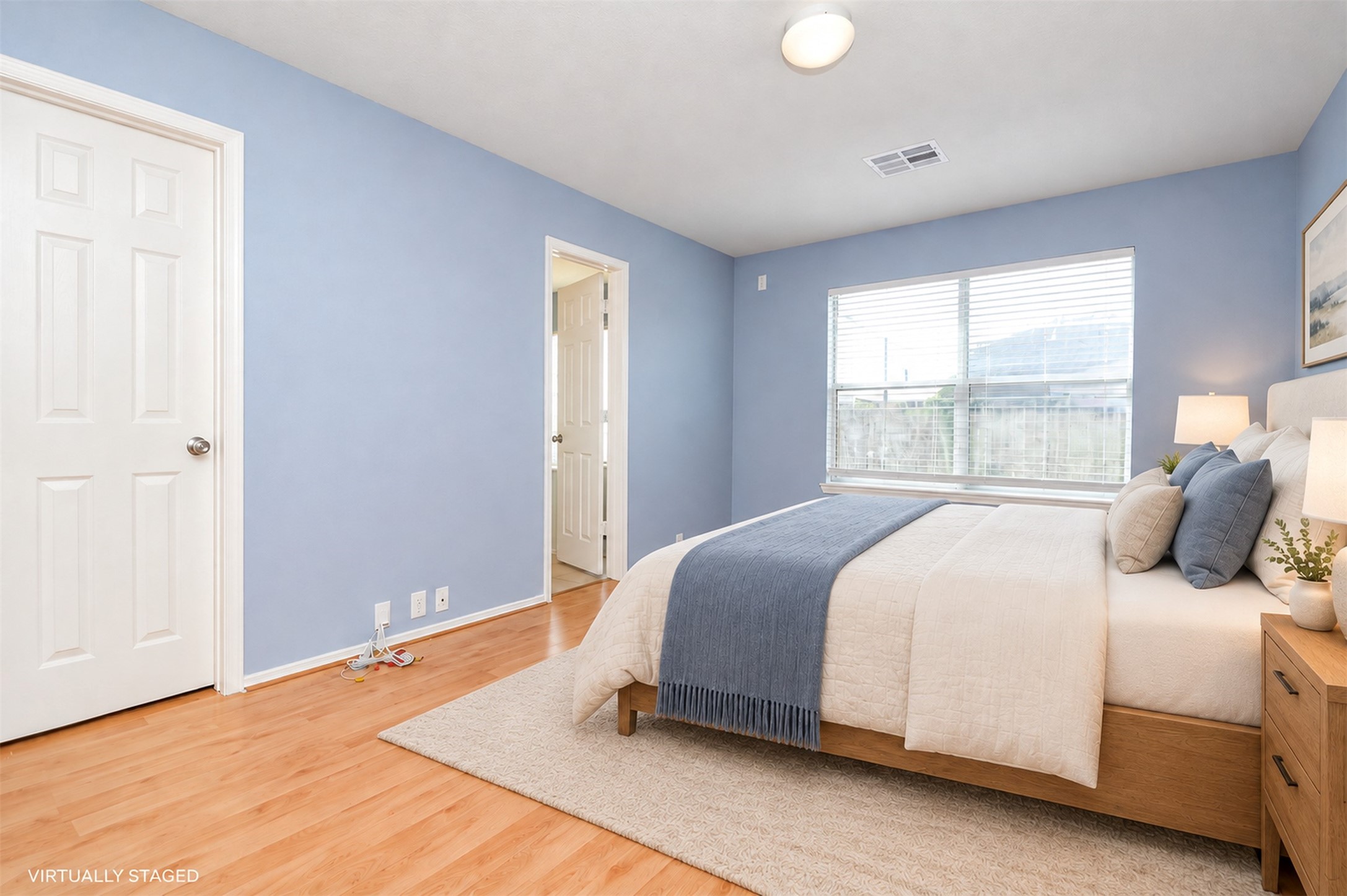 Master Bedroom - AI Staging
***Property is vacant. Photo digitally enhanced with AI; lighting, color, and ceiling appearance adjusted. ***