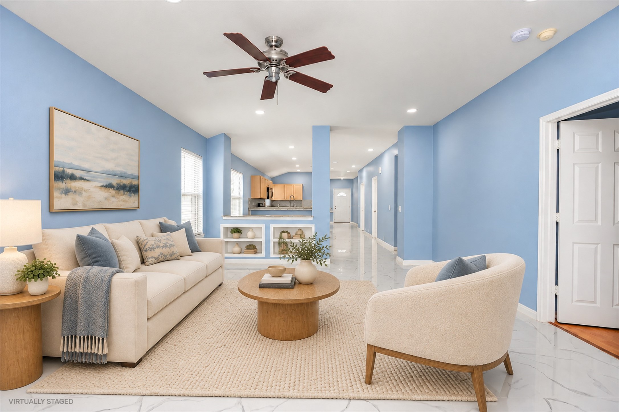 Living Area - AI Staging
***Property is vacant. Photo digitally enhanced with AI; lighting, color, and ceiling appearance adjusted. ***