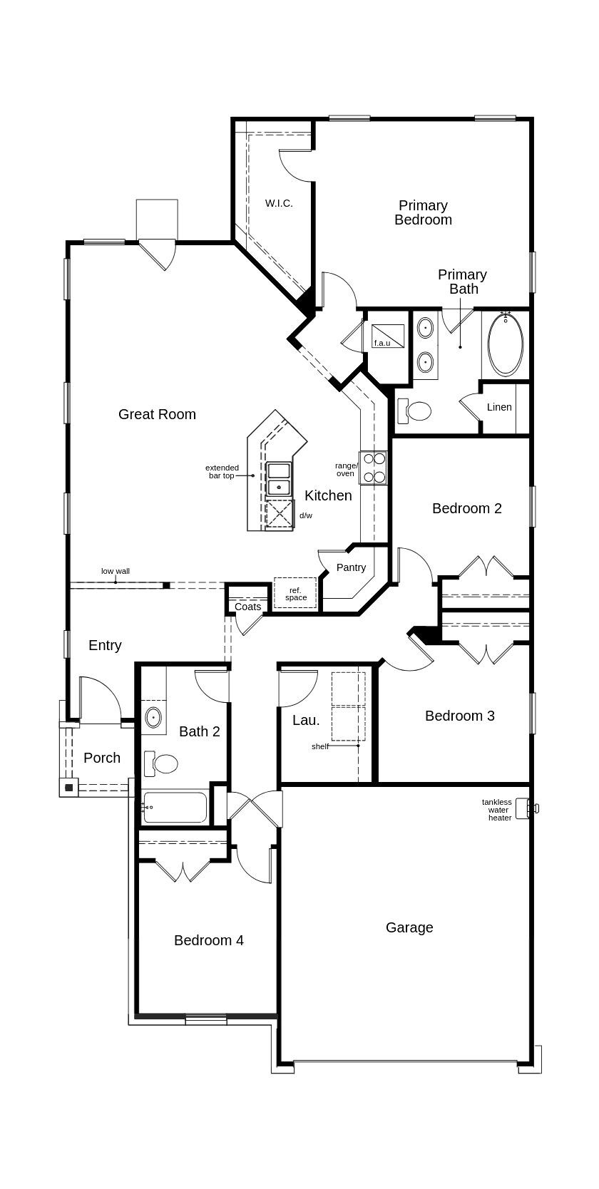 This floor plan features 4 bedrooms, 2 full baths, and over 1,700 square feet of living space.
