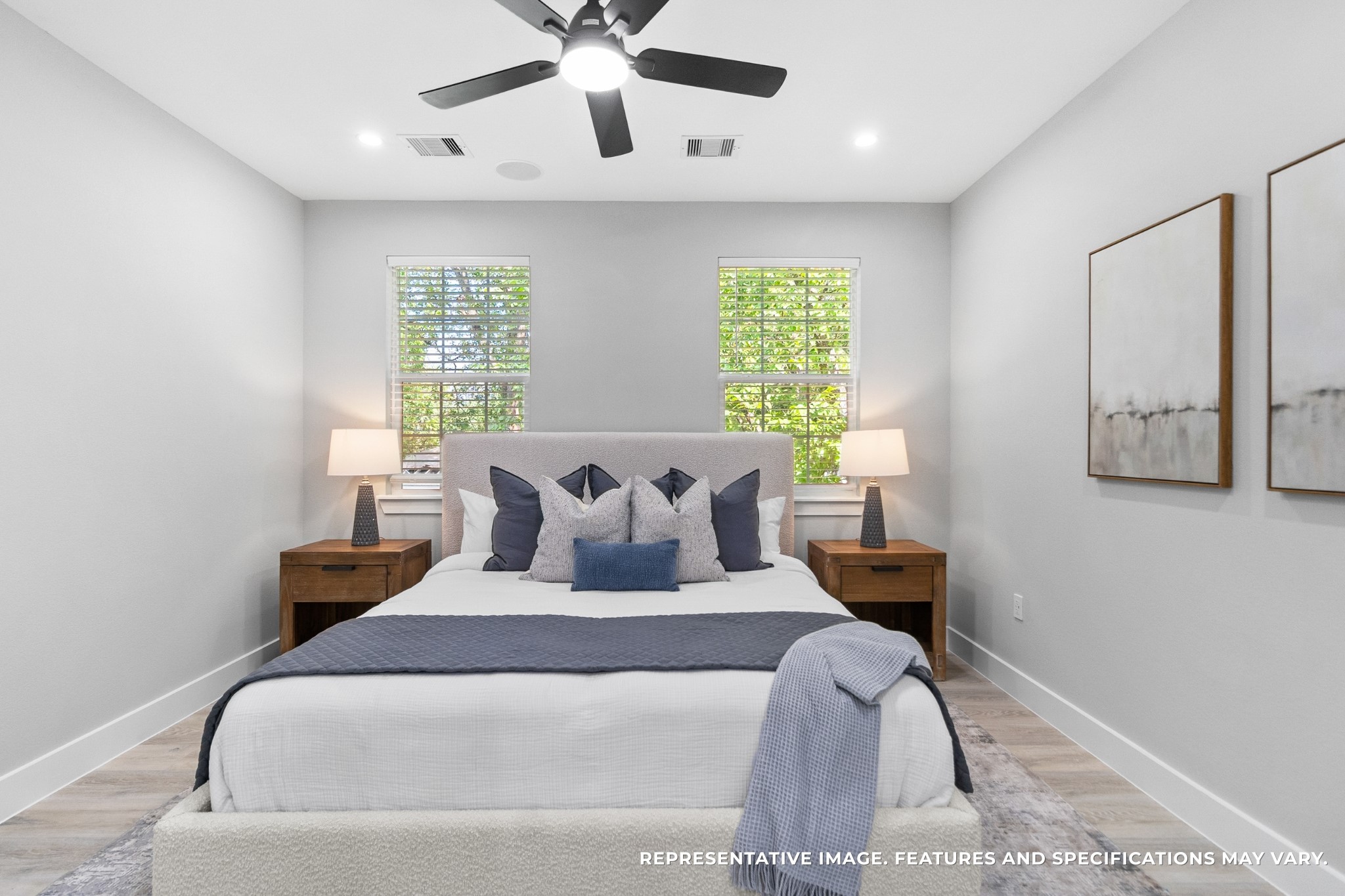 At night, you sink into your bed beneath the glow of warm bedside lamps, the perfect way to wind down after a busy day.