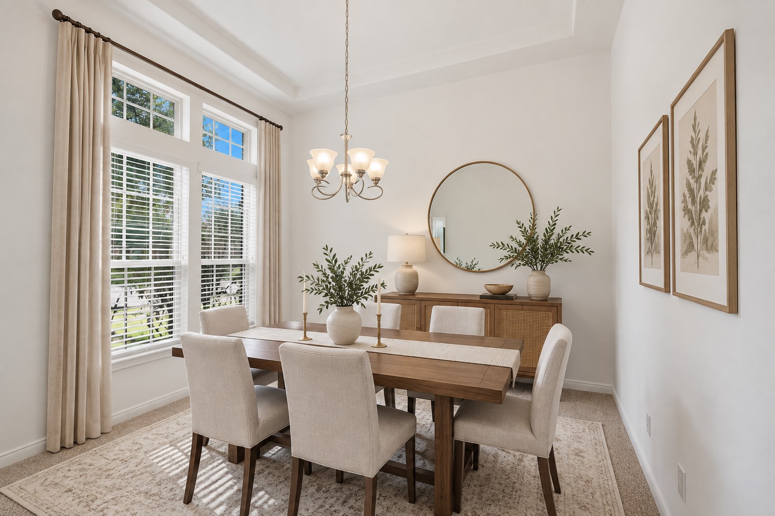 A Dining Room Made for Entertaining! This inviting formal dining room features a beautiful coffered ceiling, large windows with lovely views of the landscaped yard, and plenty of room for family dinners or special gatherings. The soft natural light makes this room especially warm and welcoming. *Photo is virtually staged* A Dining Room Made for Entertaining! This inviting formal dining room features a beautiful coffered ceiling, large windows with lovely views of the landscaped yard, and plenty of room for family dinners or special gatherings. The soft natural light makes this room especially warm and welcoming. *Photo is virtually staged*