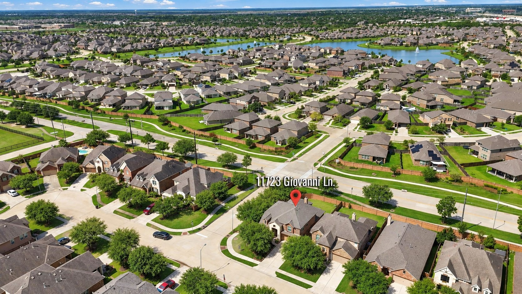 Beautiful Aerial View of the Neighborhood! From above, you can appreciate the attractive community layout, well-maintained homes, tree-lined streets, and beautifully landscaped surroundings. The neighborhood offers a wonderful combination of established landscaping, thoughtfully designed streets, and nearby green spaces.