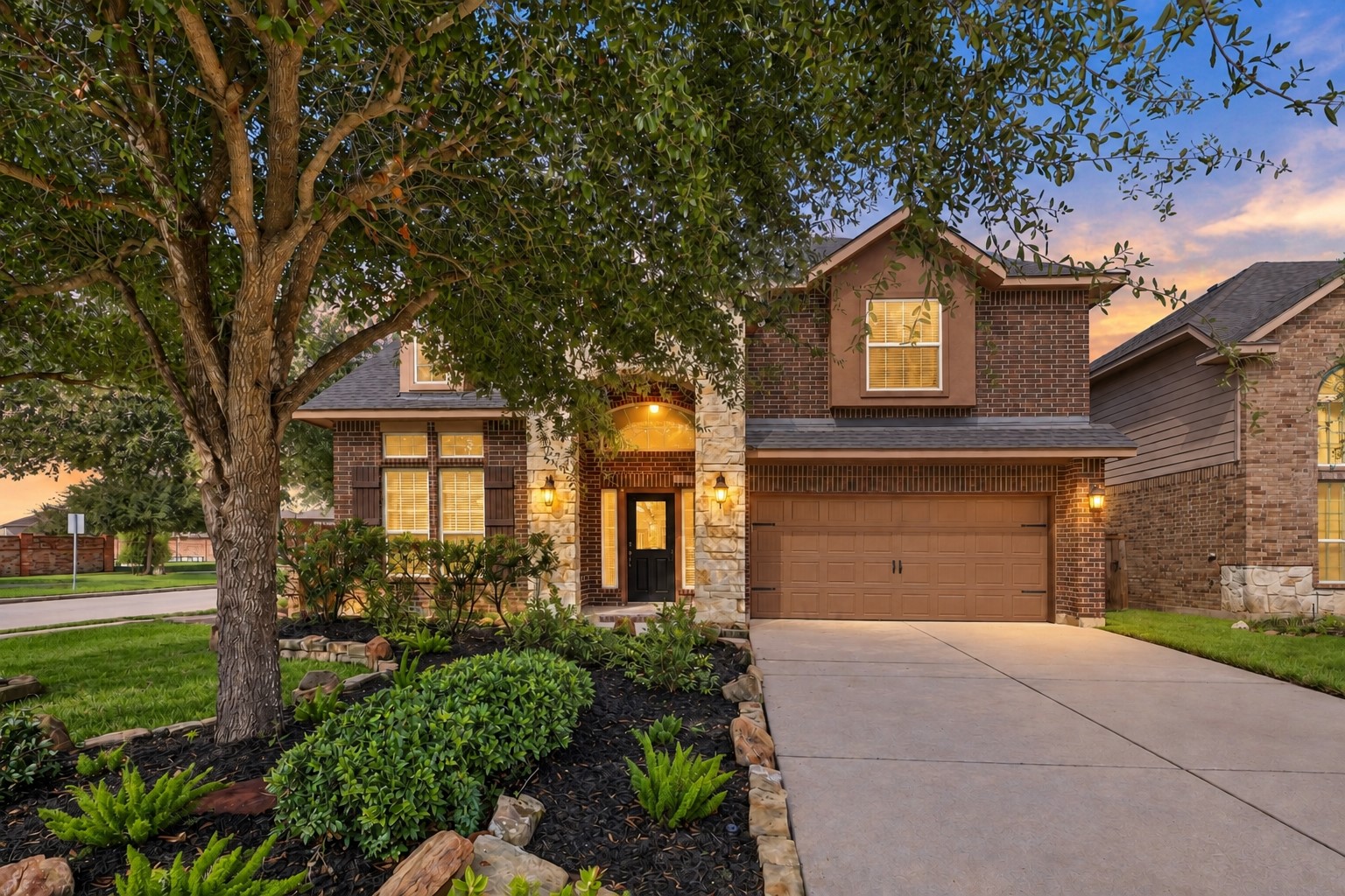 Beautiful Curb Appeal from the Moment You Arrive! This gorgeous two-story home welcomes you with an attractive stone and brick elevation, mature trees, lush landscaping, and a beautifully maintained front yard. The spacious driveway leads to the attached garage, while the charming entry creates a warm and inviting first impression. Beautiful Curb Appeal from the Moment You Arrive! This gorgeous two-story home welcomes you with an attractive stone and brick elevation, mature trees, lush landscaping, and a beautifully maintained front yard. The spacious driveway leads to the attached garage, while the charming entry creates a warm and inviting first impression.