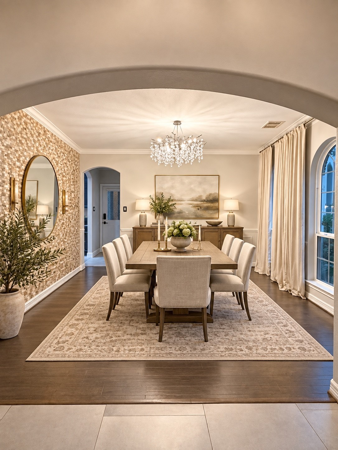 Dinning Room - Virtually staged using AI. Furniture and dcor shown are digitally added.