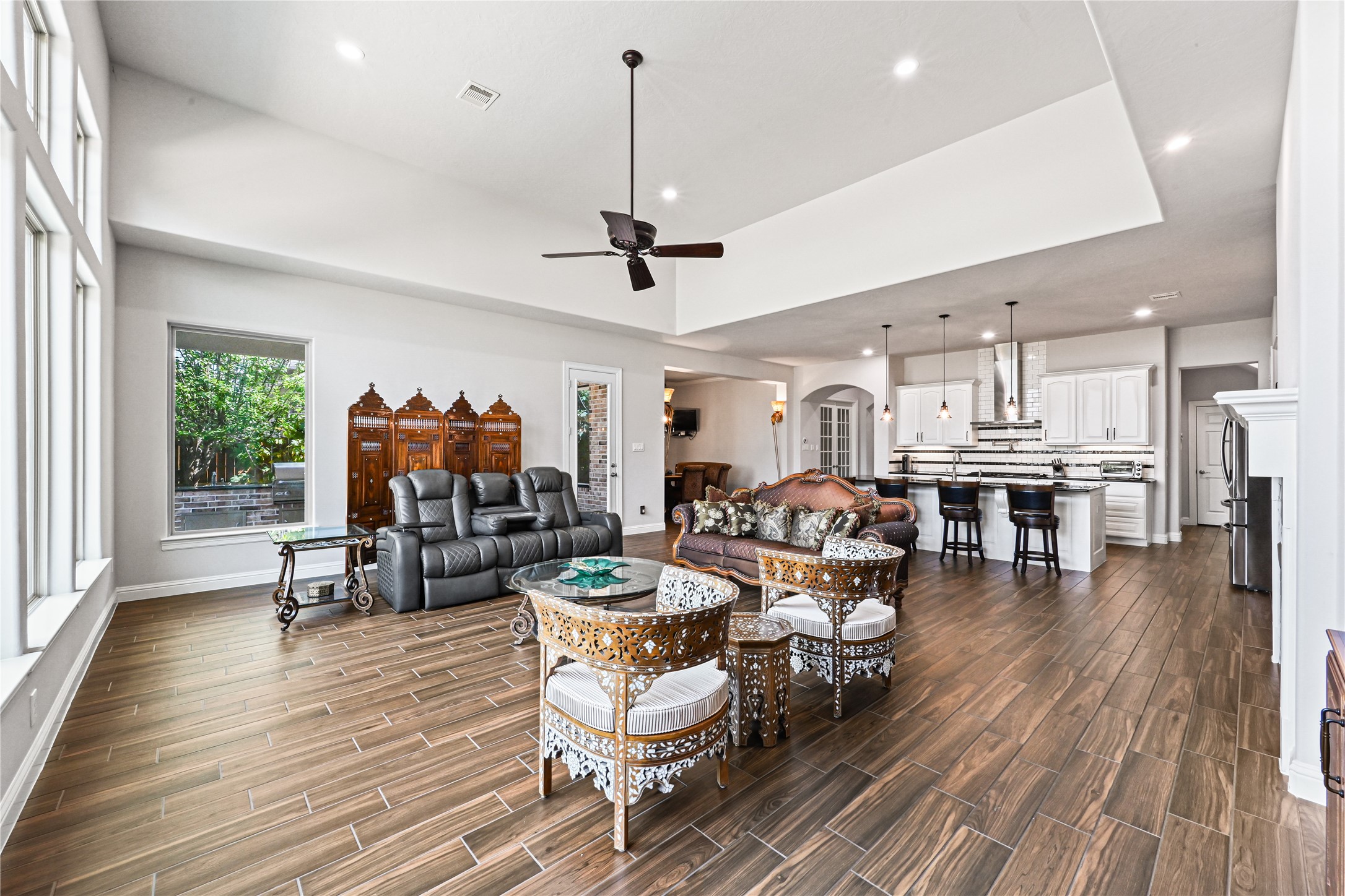 Just when you think youve seen it all, open the door and step outside to your incredible covered patio! Overlooking the sparkling custom pool & spa, this inviting outdoor space is just the beginningwait until you discover everything this private backyard oasis has to offer!