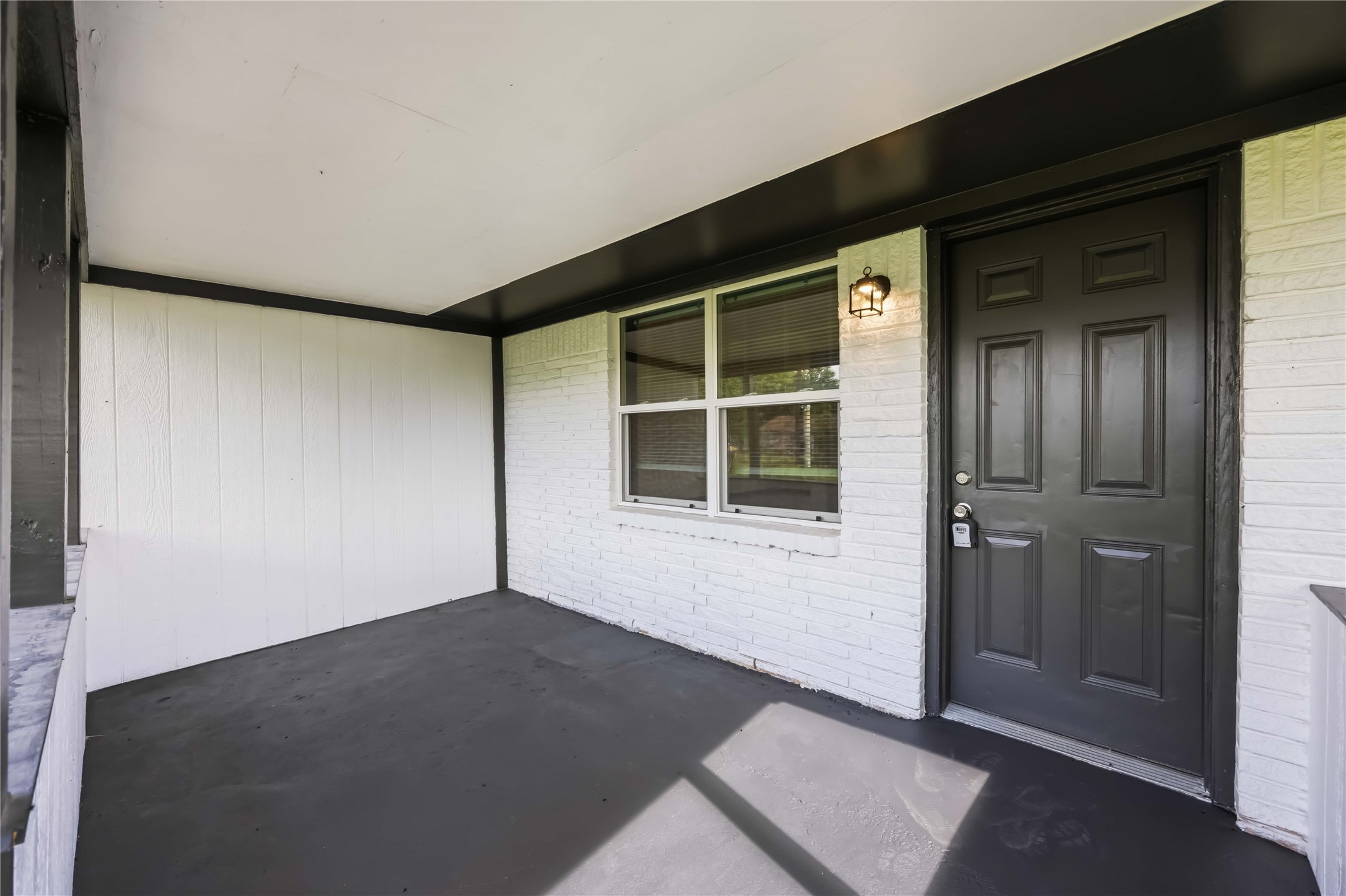 Covered back porch. Welcome home to 9723 Oldcrest. Move-in ready.