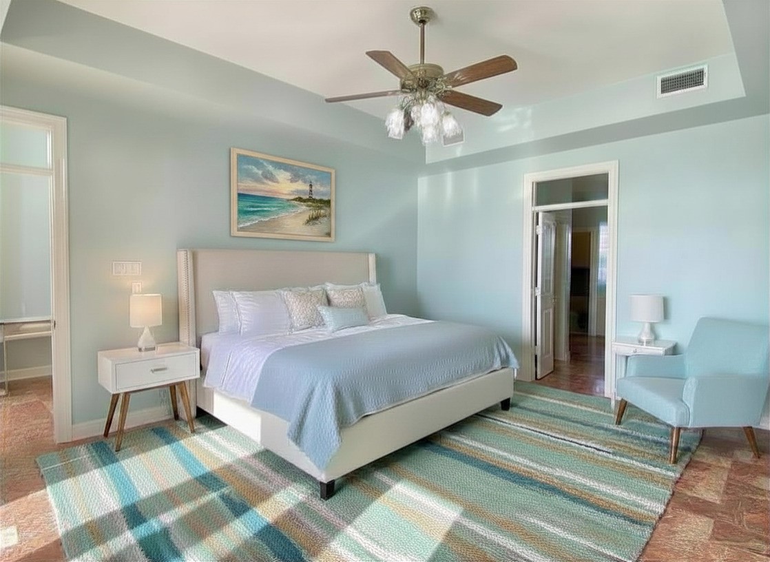 Virtual staging to show one of the possible room layouts.
