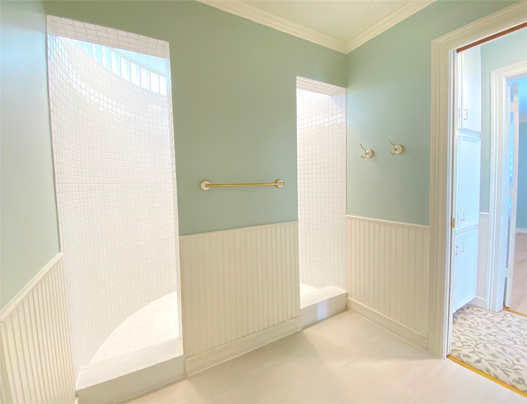 This wrap around shower is one of a kind.  Must see to believe.