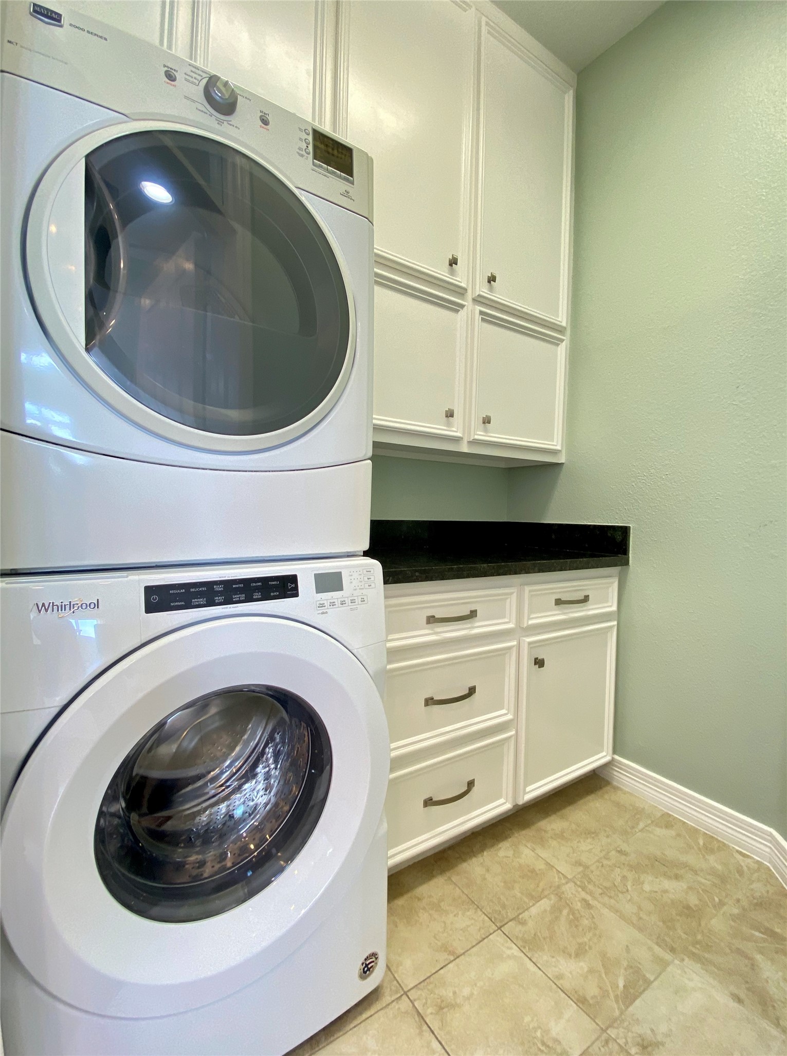 Indoor laundry room is so convenient.