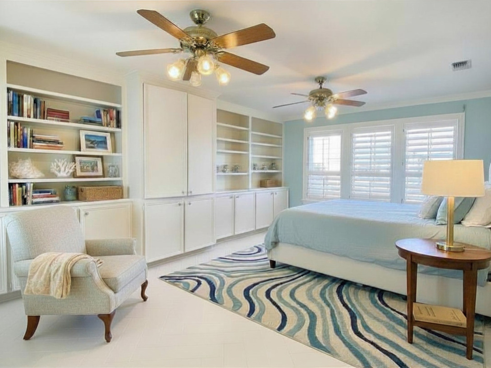 Virtual staging depicting a bedroom space.