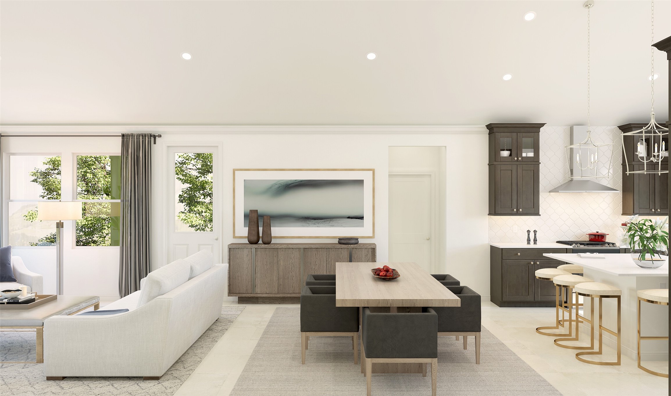 Sun-lit dining area (*Artist rendering used for illustration purposes only. Colors/finishes may differ from the ones currently selected in the home.)