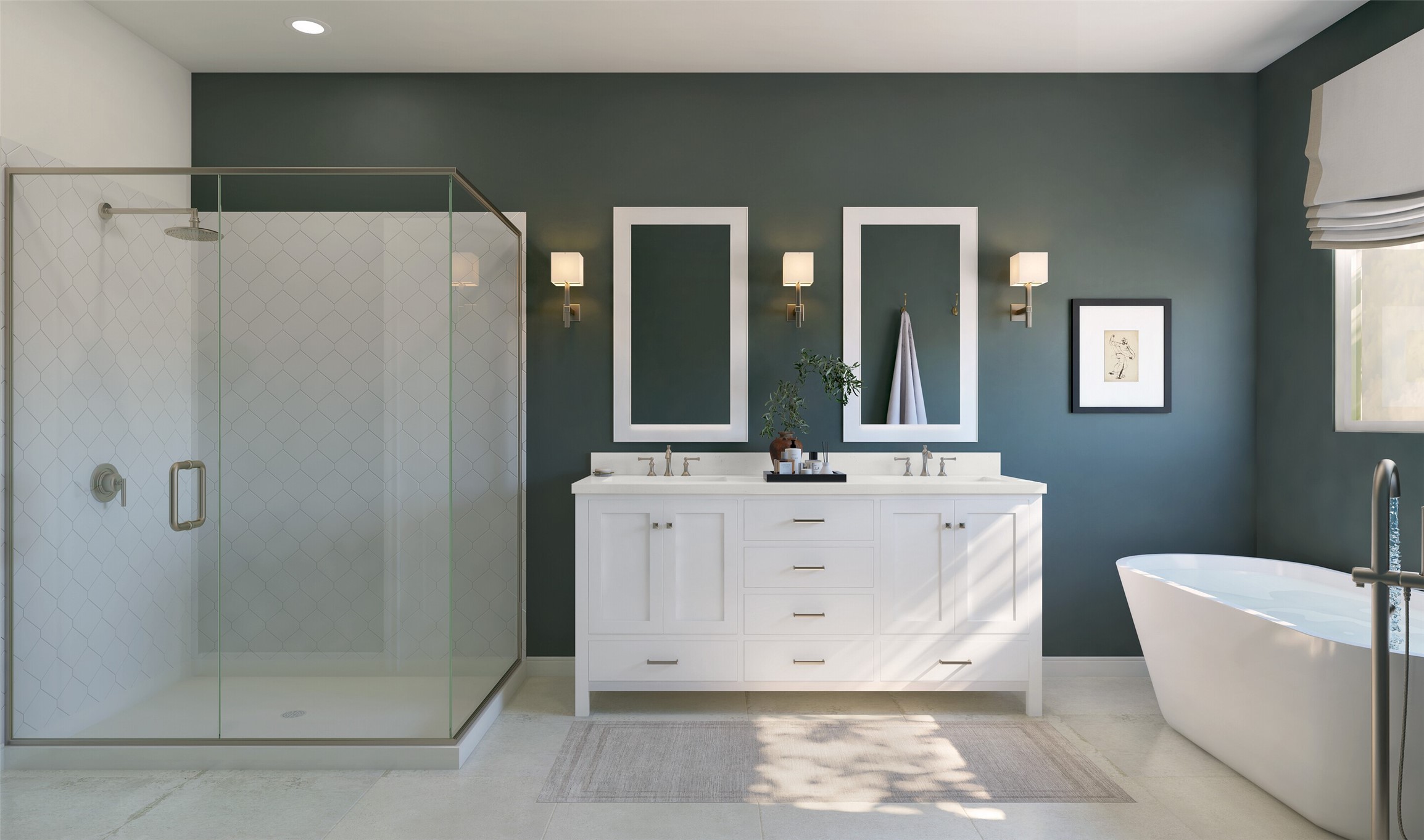 Relaxing primary bath (*Artist rendering used for illustration purposes only. Colors/finishes may differ from the ones currently selected in the home.)