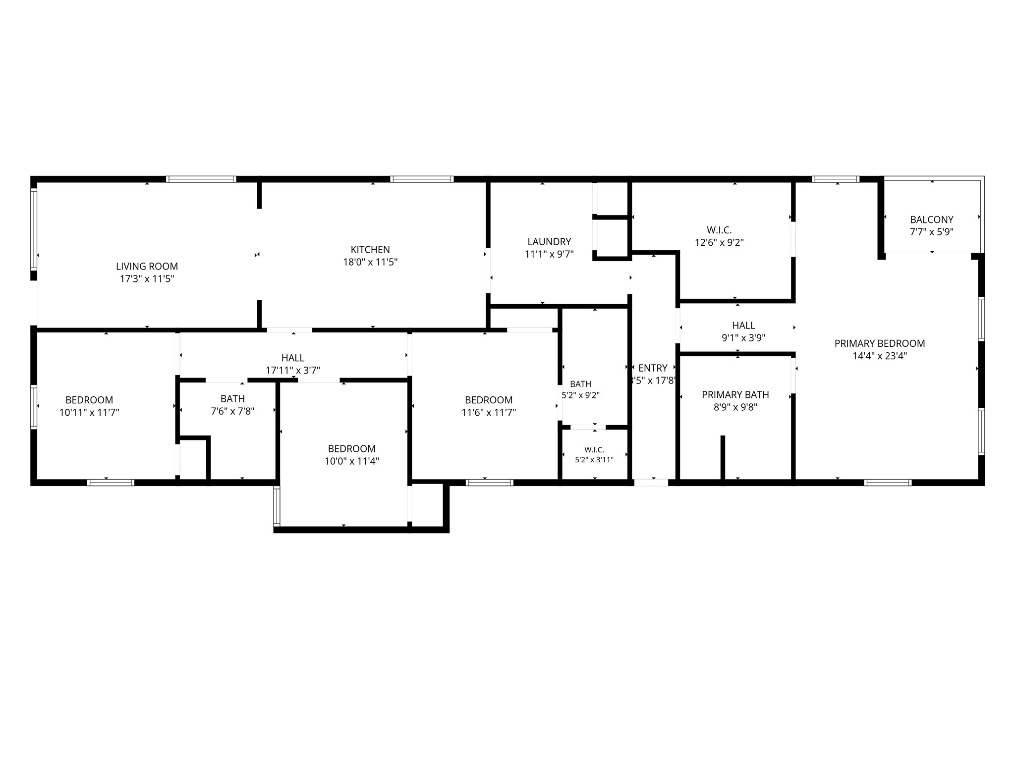 Spacious floor plan featuring four bedrooms, including a large primary suite with a private bath and balcony. Enjoy a generous living room, well-equipped kitchen, and convenient laundry area. Multiple closets provide ample storage.