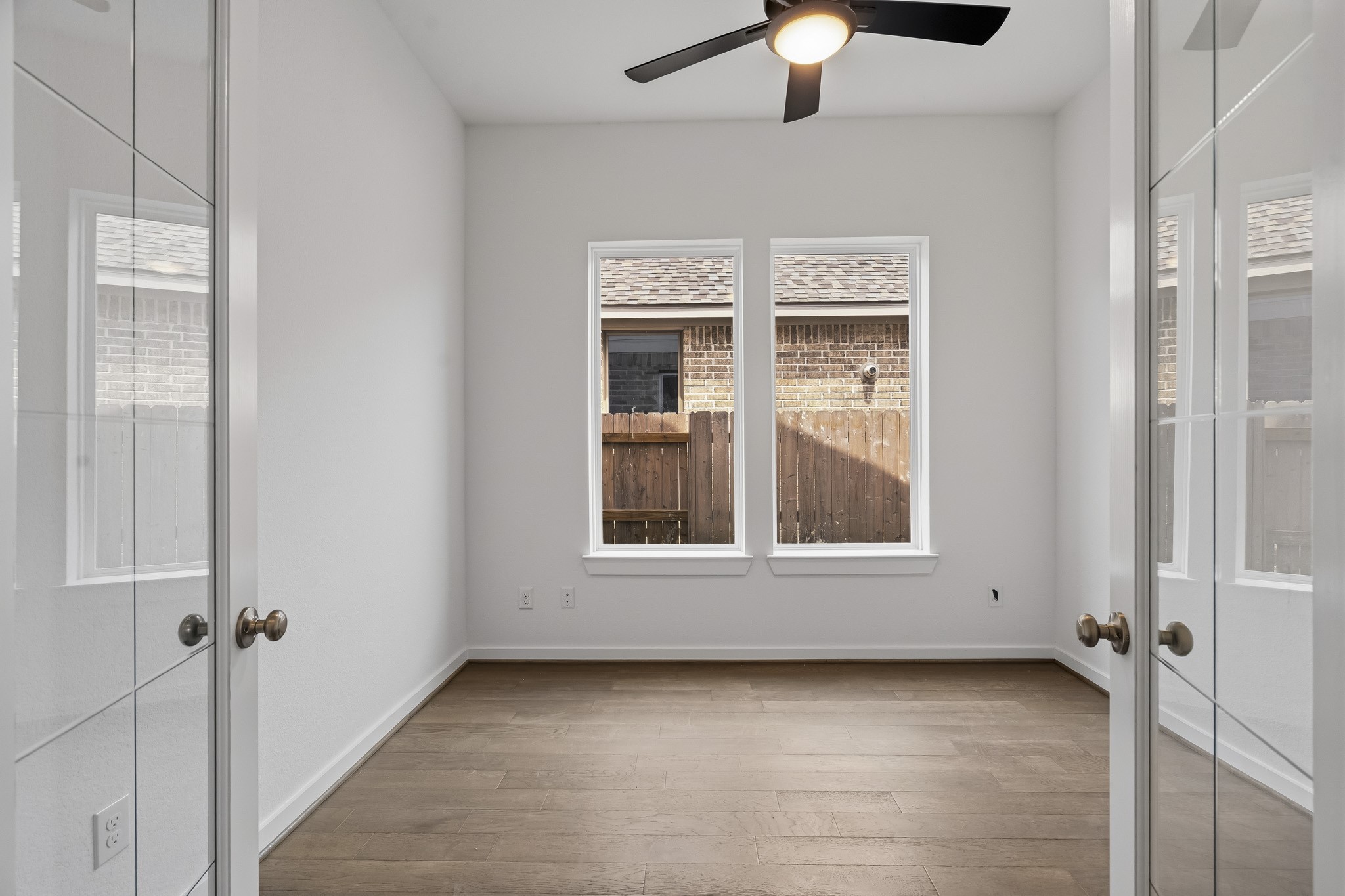 The study is closed off with french doors. The study is closed off with french doors.