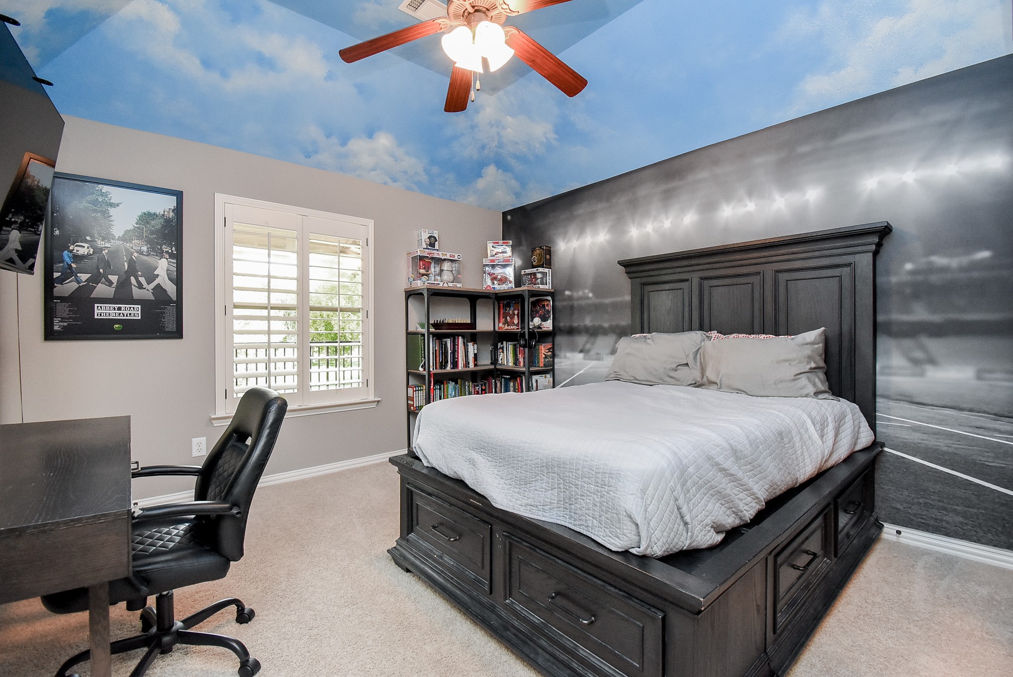 Bedroom three has customized paint. Sweet Dreams! Plantation shutters and access to the balcony (not shown).
