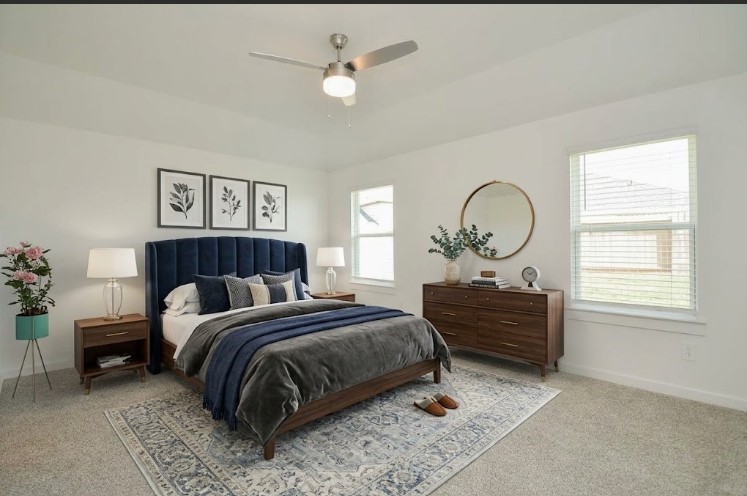 Virtually staged Primary Bedroom