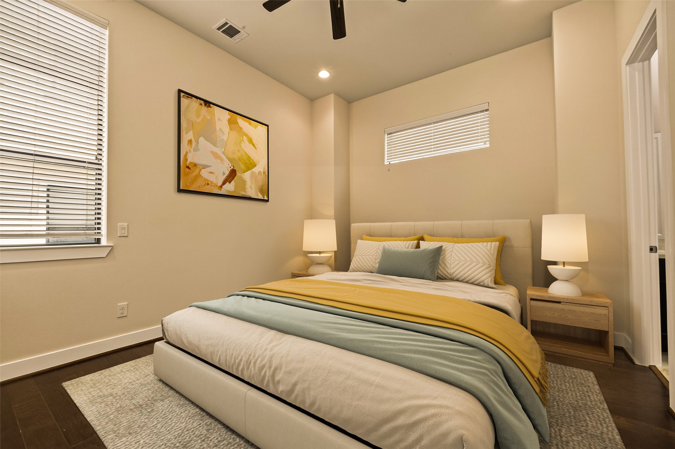 Spacious bedroom featuring convenient access to an en-suite bathroom.Virtually Staged. Spacious bedroom featuring convenient access to an en-suite bathroom.Virtually Staged.