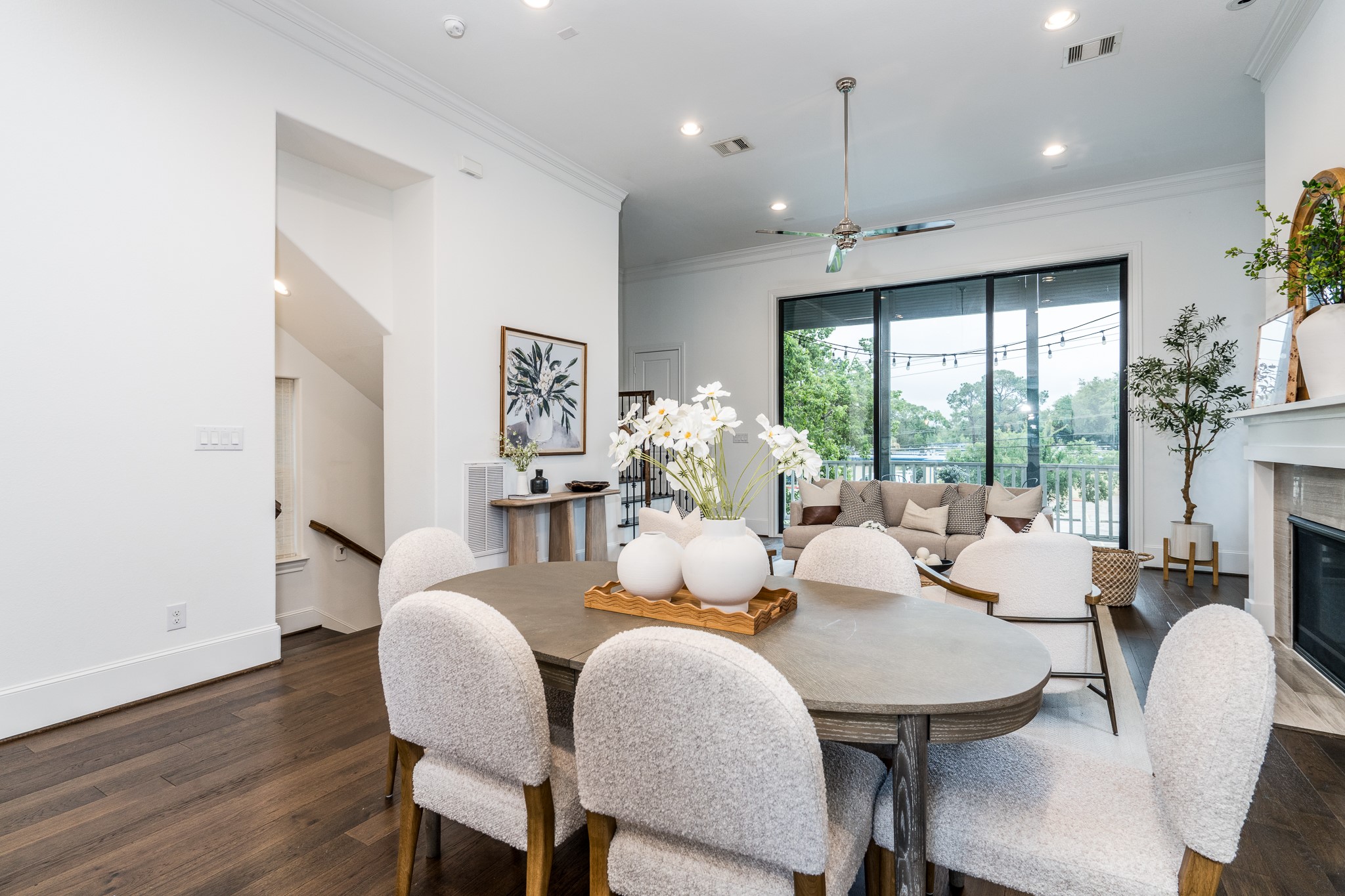 On the second floor there is a large living space with a great balcony.