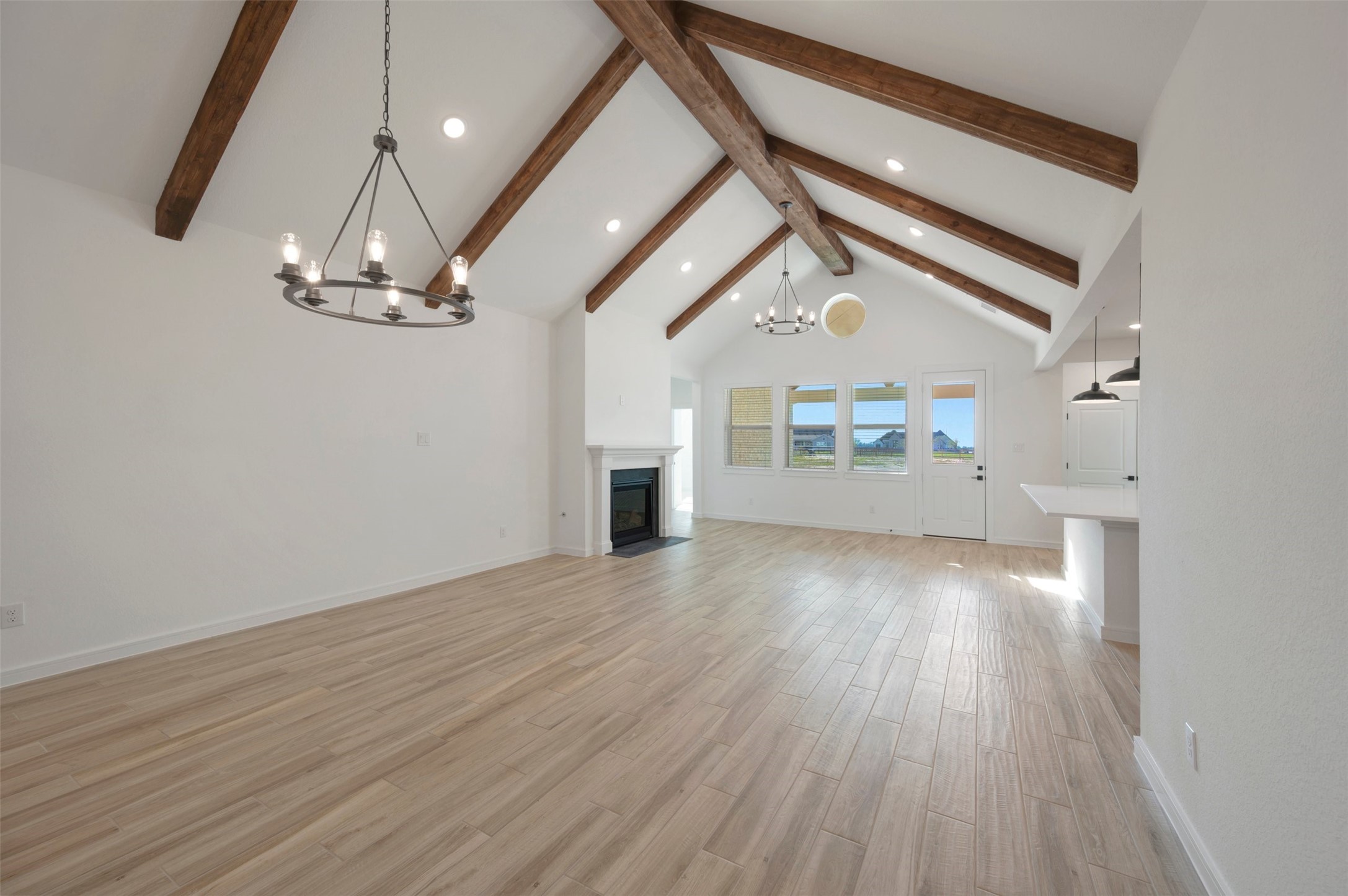 Open great room and dining area