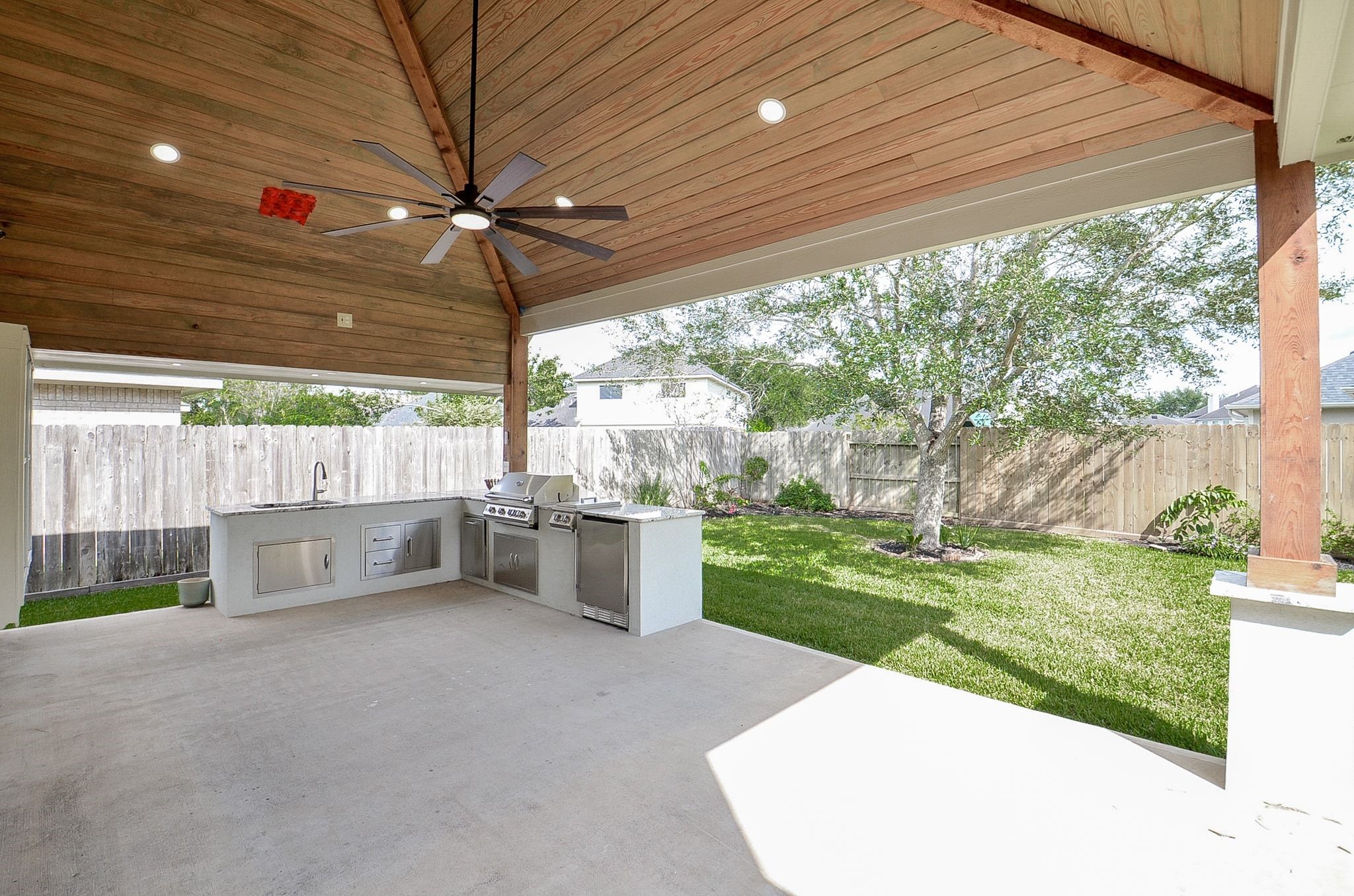 New covered patio outdoor kitchen