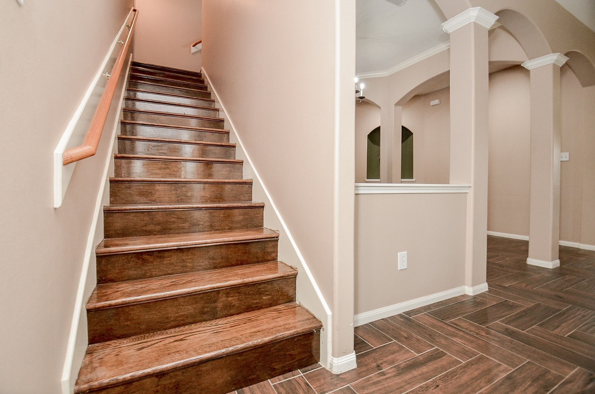 Wood stairway to go up the game room