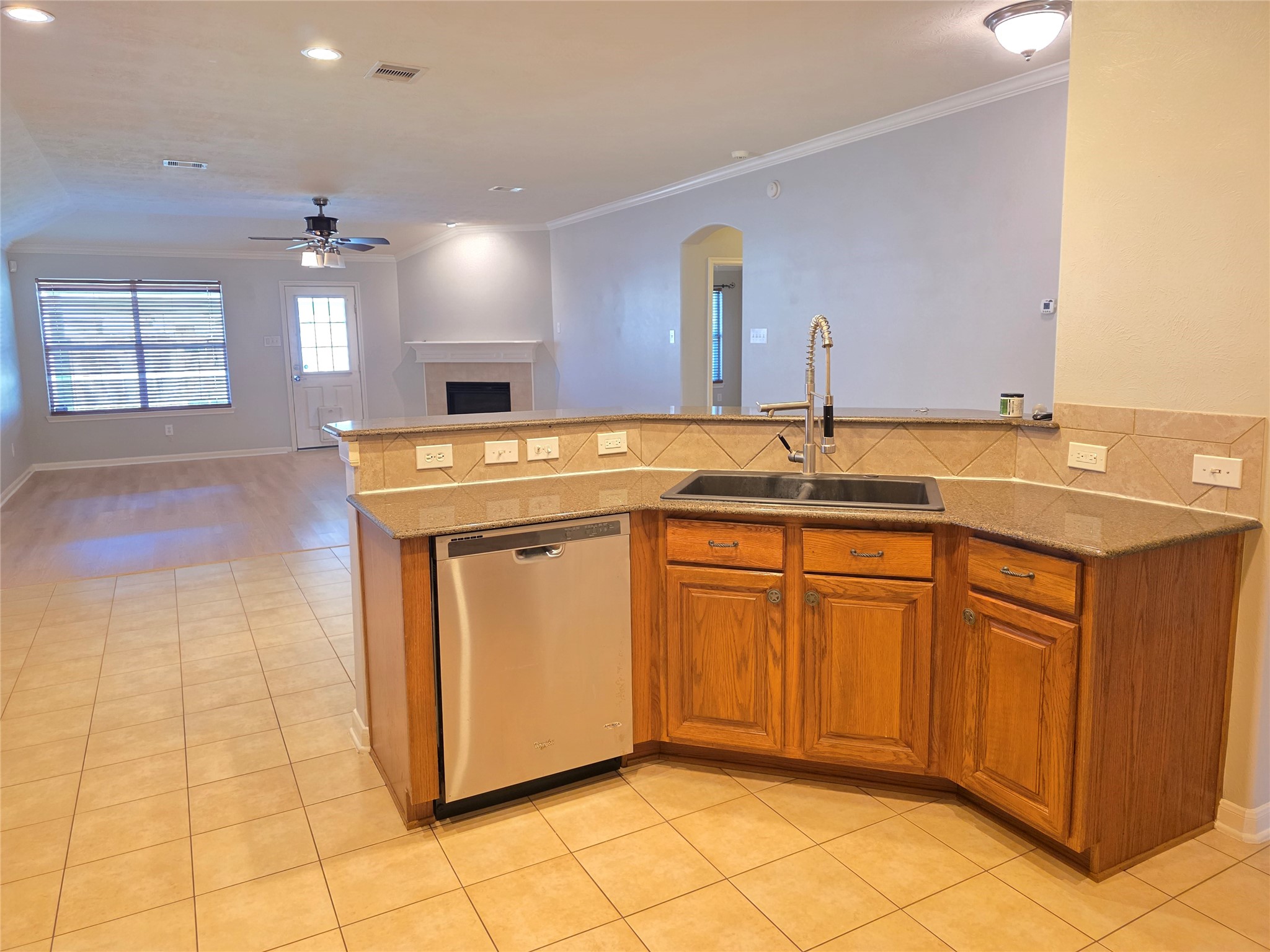 Kitchen open to family room